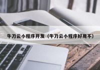 牛刀云小程序开发（牛刀云小程序好用不）